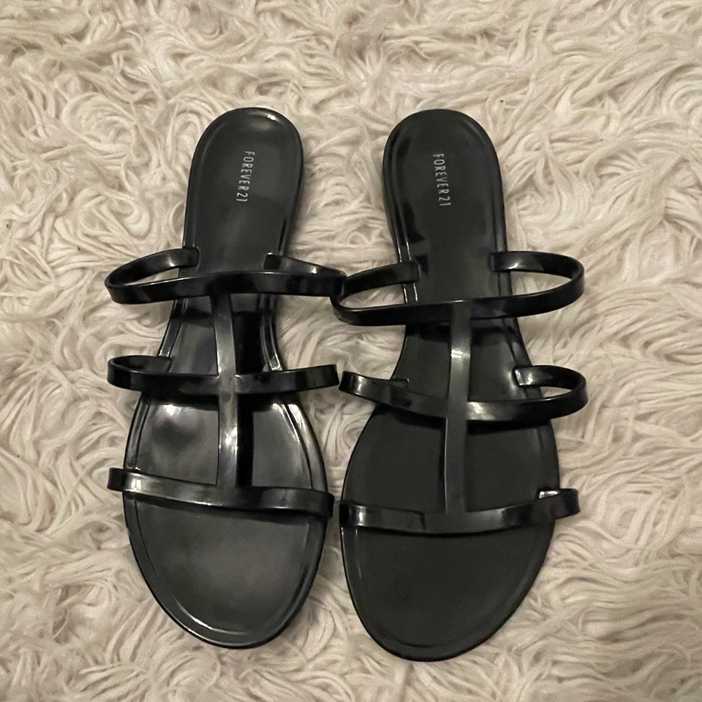 Forever 21 Black Jelly Sandals